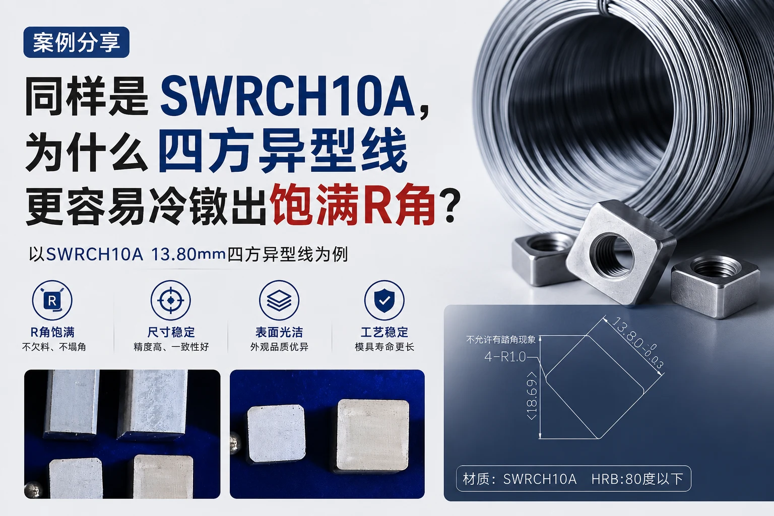 为什么高要求四方螺母，更适合采用四方异型线冷镦？