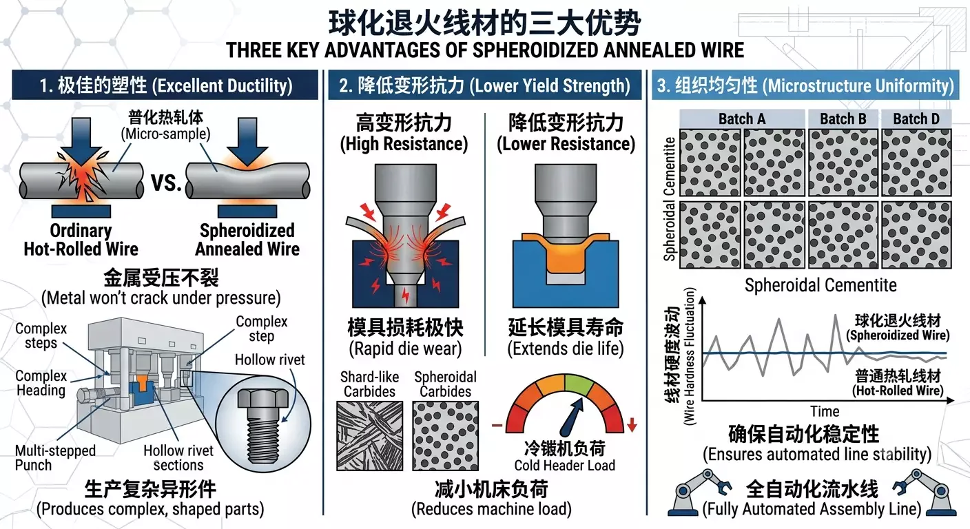 球化退火线材的塑性、变形抗力与组织均匀性说明